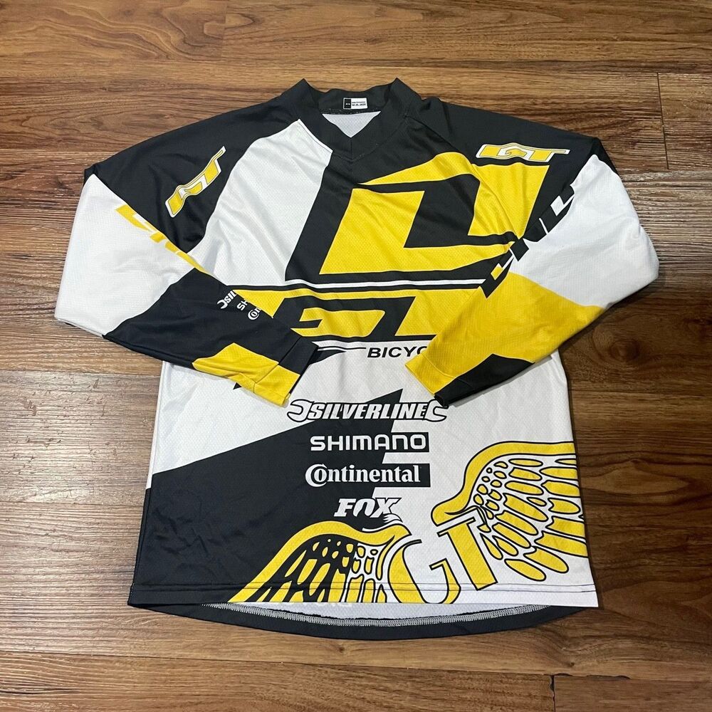 GT Bike Jersey Classic Jersey Race Bike Long Sleeve Shirt Yellow Men's Size XS
